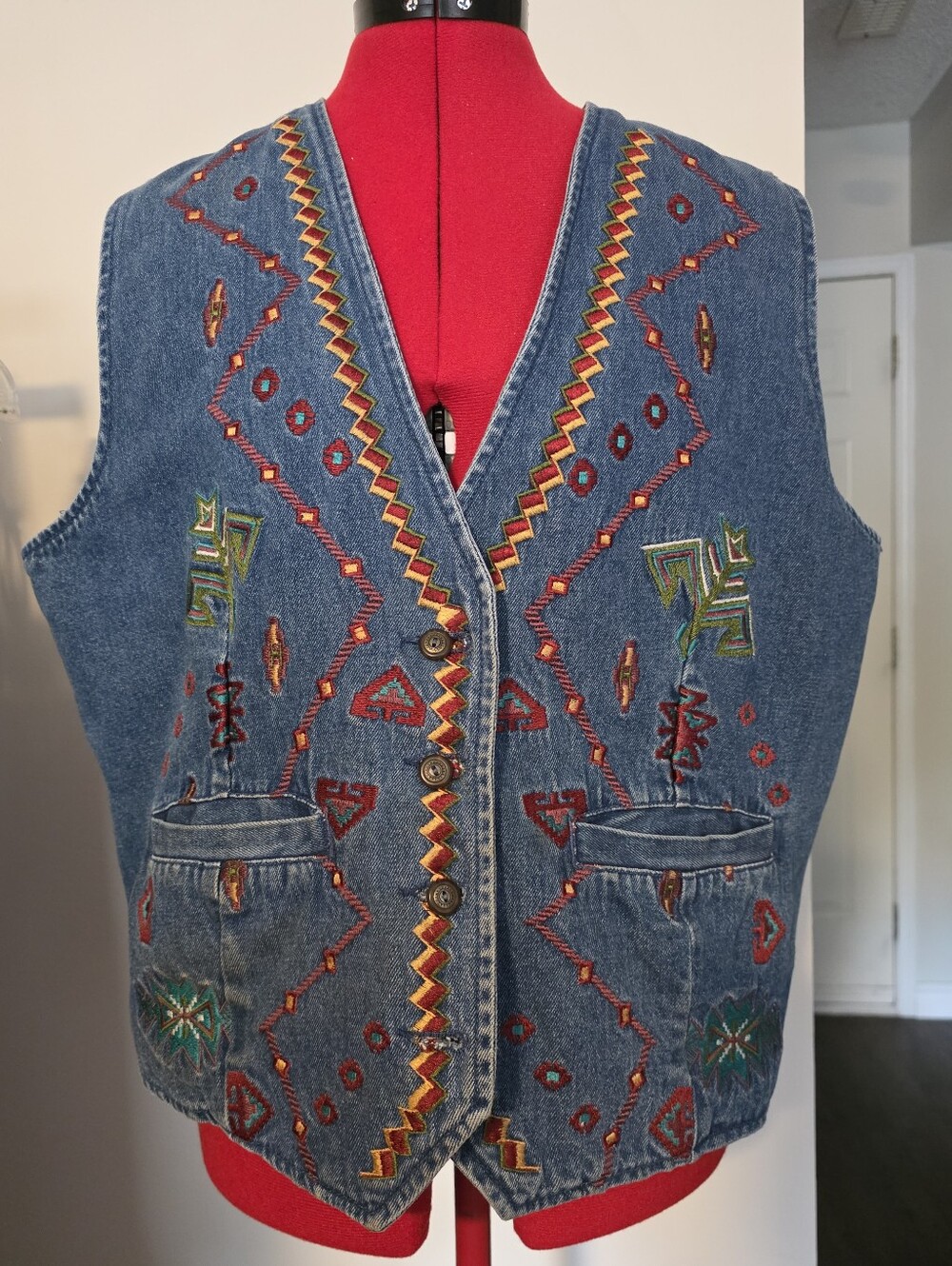 Vintage Ruff Hewn Embroidered Denim Vest with